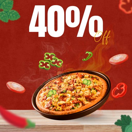 Flat 40% off on Any Pizza (Indian/Editors/Delicious)
